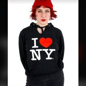 AUTHENTIC LIFE APPAREL Official License "I Love NY" Hoodie Kangaroo Pocket Blk L
